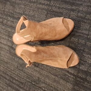 Tan micro fiber suede heels